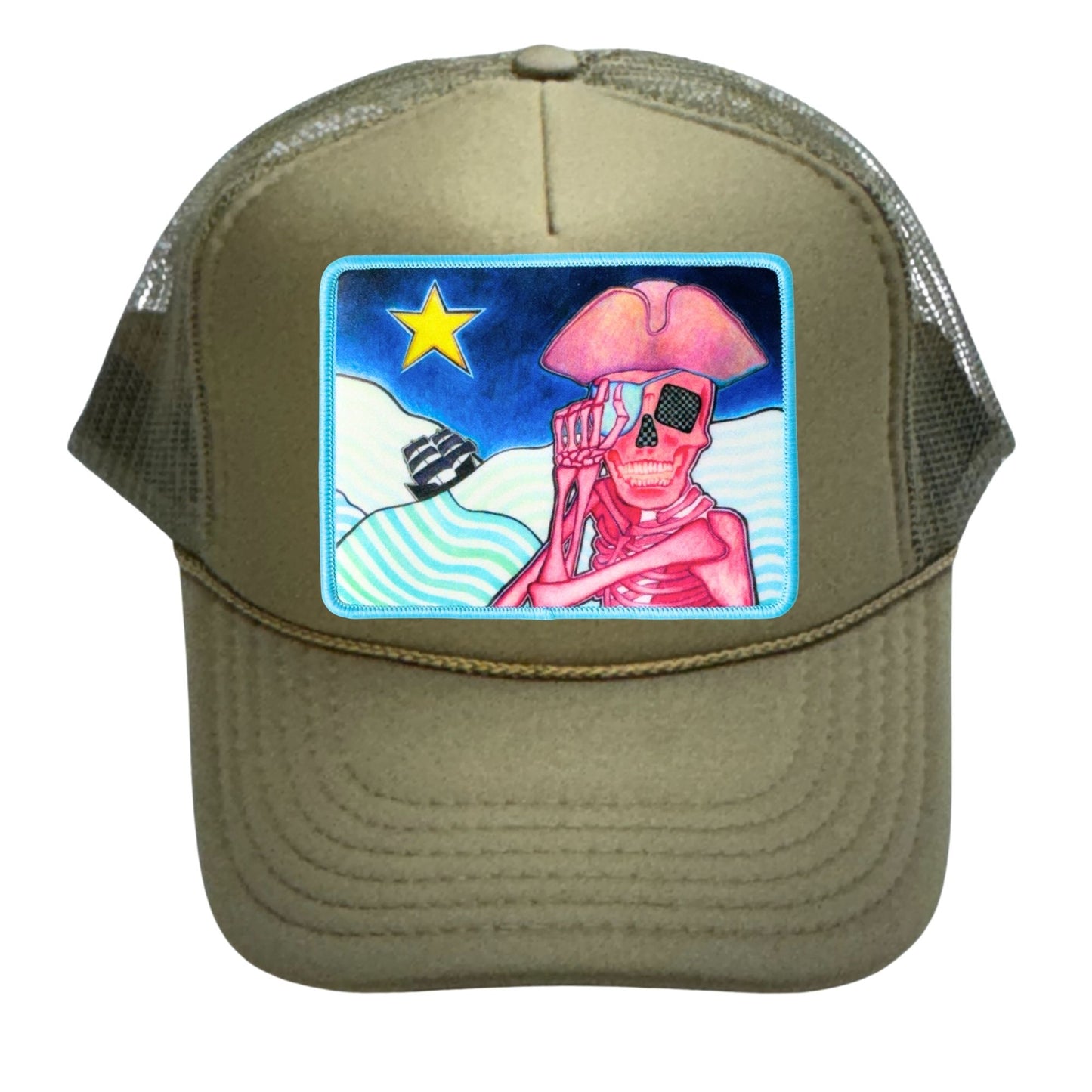 5-Panel High Crown Foam Trucker Hat With Rope + Mars Patch