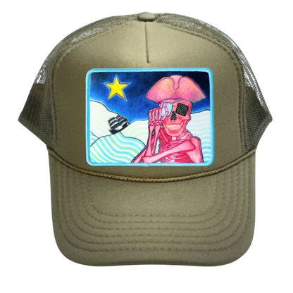5-Panel High Crown Foam Trucker Hat With Rope + Mars Patch