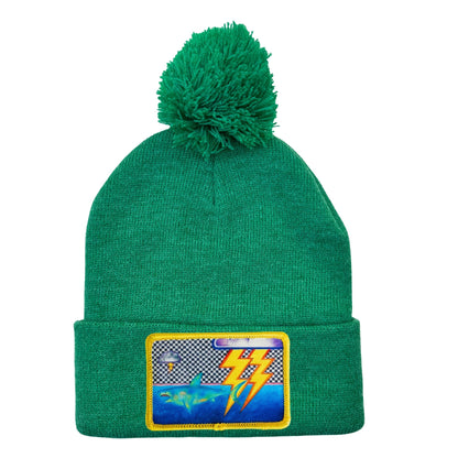 Pom Pom Knit Beanie + Mars Patch